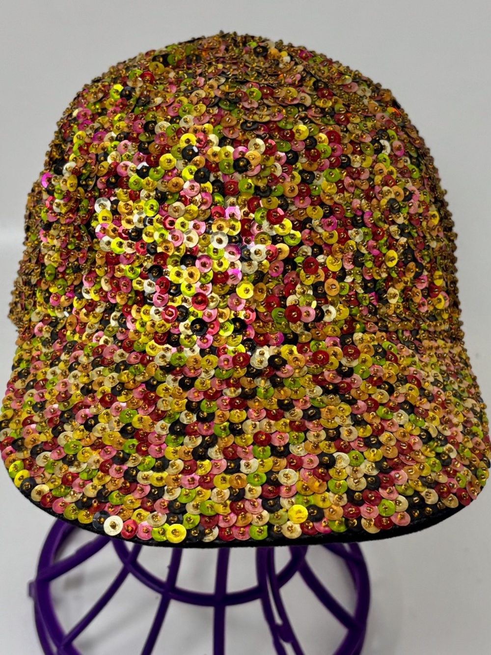 Far Away Womens Large Vintage Basebal Cap Hat Multicolor Sequins Y2K 90's